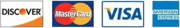Payment method logos: Discover, MasterCard, Visa, and American Express accepted here.